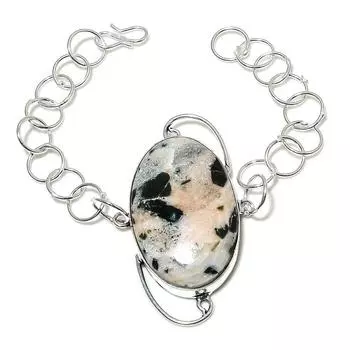 Браслет ручной работы из серебра 925 пробы с хромированным дипозитом и драгоценными камнями 7-8 дюймов Z6w12