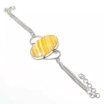 Браслет ручной работы из серебра 925 пробы с желтым авантюрином, длина 7-8 дюймов, G5B41