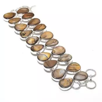 Браслет ручной работы из серебра 925 пробы с драгоценными камнями и жемчугом блистер 7-8 дюймов b7Q88