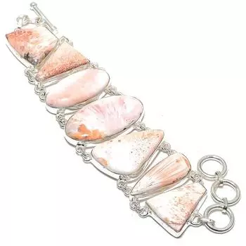 Браслет ручной работы из серебра 925 пробы с драгоценным камнем сколецитом 7-8 дюймов JCB367-3