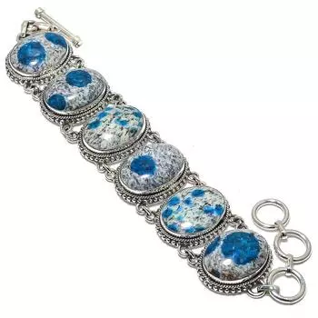 Браслет ручной работы из серебра 925 пробы с драгоценным камнем K2 Azurite, этнический, 7-8 дюймов JCB353-123
