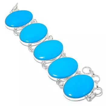 Браслет ручной работы из серебра 925 пробы с бирюзой из Аризоны, длина 7-8 дюймов, A9i49