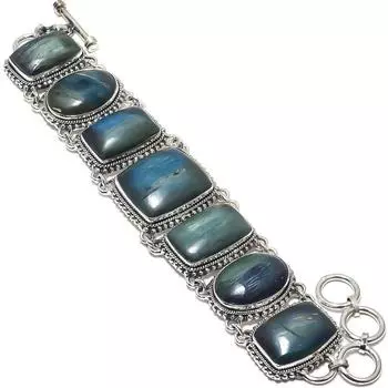 Браслет ручной работы из серебра 925 пробы с драгоценным камнем азурит 7-8 JCB360-7