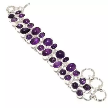 Браслет ручной работы из серебра 925 пробы с драгоценным камнем Sage Amethyst 7-8 D0l29