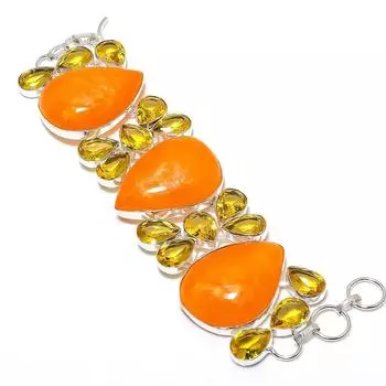 Браслет ручной работы из серебра 925 пробы с балтийским янтарем 7-8 дюймов F9R99