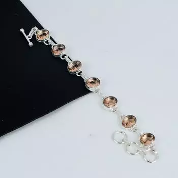 Браслет ручной работы из серебра 925 пробы с голубым топазом Siwss, браслет Siwss с голубым топазом для жены, браслет унисекс, подарок для нее 8 жёлтый