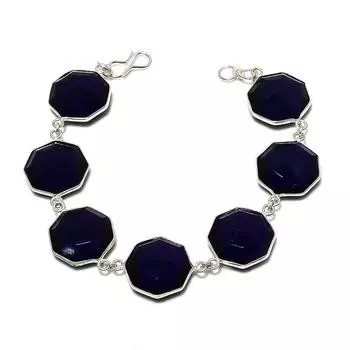 Браслет ручной работы из стерлингового серебра 925 пробы с натуральным лондонским голубым топазом, 8 дюймов a1A99