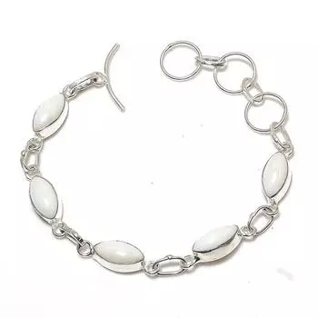 Браслет ручной работы из стерлингового серебра 925 пробы с натуральным стеклянным драгоценным камнем 7-8 дюймов u2N40