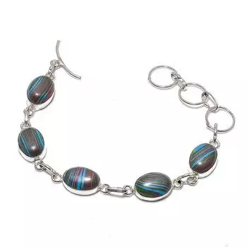 Браслет ручной работы из стерлингового серебра 925 пробы с натуральным драгоценным камнем кальций 7-8 дюймов v6w00