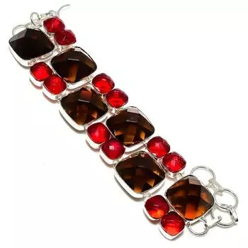 Браслет ручной работы из стерлингового серебра 925 пробы с натуральным красным гранатом 7-8 дюймов D5I54