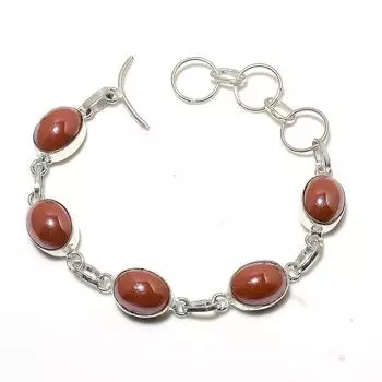 Браслет ручной работы из стерлингового серебра 925 пробы с натуральным стеклянным драгоценным камнем 7-8 дюймов a5q99