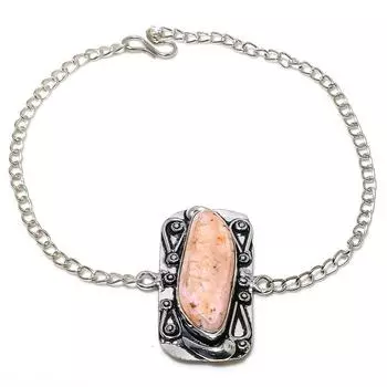 Браслет ручной работы из стерлингового серебра 925 пробы с натуральным драгоценным камнем родохрозитом 7-8 дюймов m1s60