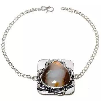 Браслет ручной работы из стерлингового серебра 925 пробы с натуральным драгоценным камнем хризопраз 7-8 дюймов w4b34