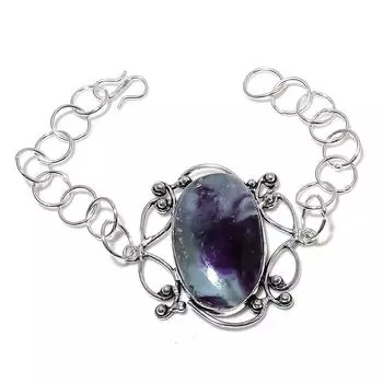 Браслет ручной работы из стерлингового серебра 925 пробы с натуральным каммереритом 7–8 дюймов G0O20