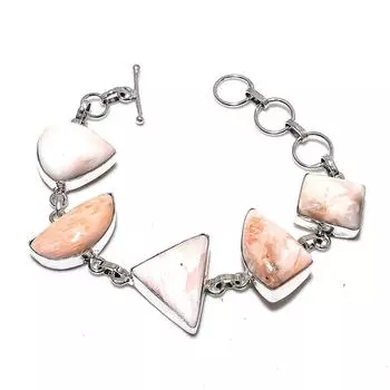 Браслет ручной работы из стерлингового серебра 925 пробы с натуральным сколецитом, 7–8 дюймов, j8Q17