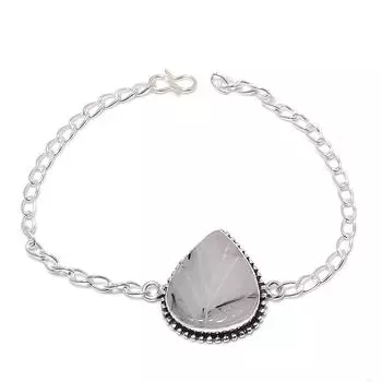 Браслет ручной работы из стерлингового серебра 925 пробы с натуральным черным рутилом 7-8 дюймов O9T18