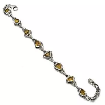 Браслет ручной работы из стерлингового серебра 925 пробы с натуральным цитрином, 7–8 дюймов, Z5k86