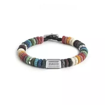 Браслет ручной работы из вулканического камня — уникальный многоцветный дизайн для мужчин и женщин — нейтральный стиль A