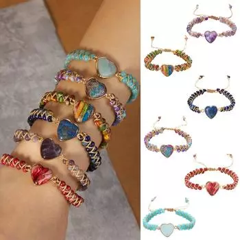 Браслет ручной работы Love из натурального камня с бисером Двойная петля из бисера Браслет ручной работы One Size