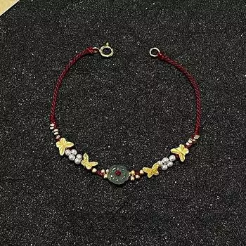 Браслет ручной работы с плетением Lucky Flower Pearl Butterfly Bangle для женщин и девочек Нежный браслет Ювелирные изделия Аксессуары Подарки 1pc