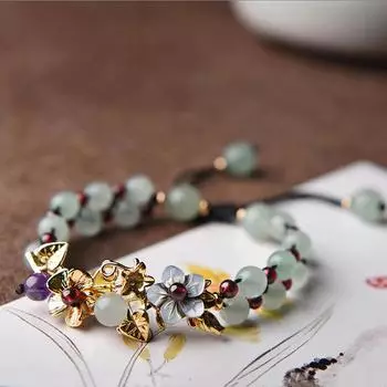 Браслет ручной работы, сладкий позолоченный ювелирный браслет с цветком граната для женщин красный