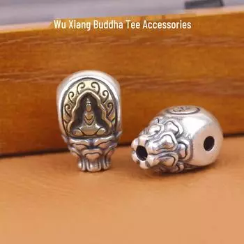 Браслет ручной работы в тибетском стиле с бусинами в виде головы Будды Дайнити Татхагата