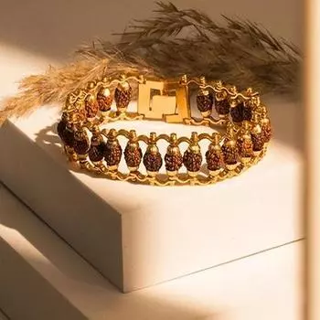 Браслет Rudraksha для мужчин Премиум мужской браслет 5 Mukhi мужской браслет позолоченный браслет для мужчин