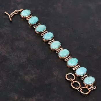 Браслет с амазонитом Медный браслет Регулируемый браслет-цепочка Достойные медные украшения Браслет ручной работы Ювелирные изделия с драгоценными камнями амазонита Подарок для нее