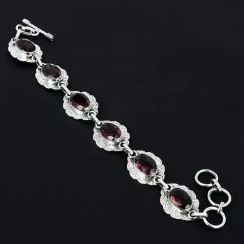 Браслет с аметистом. Драгоценный камень с аметистом. Браслет ручной работы из стерлингового серебра 925 пробы. Браслет с аметистом для подарка, браслет с камнем, для матери. 8 розовый