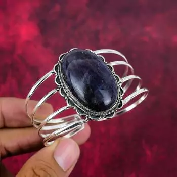 Браслет с аметистом и шевроном, ювелирные изделия из драгоценных камней, браслет из чистого серебра 925 пробы, антикварные ювелирные изделия ручной работы в подарок для матери Adjustable фиолетовый