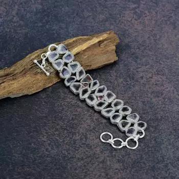 Браслет с аметистом Super 23, кунцитом, ювелирные изделия из чистого серебра 925 пробы с драгоценными камнями, браслет ручной работы, на День памяти Adjustable with 8 inches фиолетовый