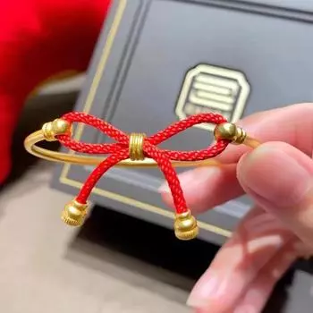 Браслет с бантом, женская серия «Наследие древнего закона», корейская версия, с нишевым дизайном, тканый подарок ручной работы из песочного золота на год зодиака Adjustable size