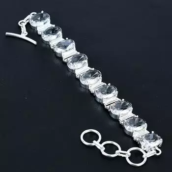 Браслет с белым топазом Браслет из стерлингового серебра 925 пробы Браслет с регулируемой цепочкой Браслет ручной работы в стиле бохо Ювелирное изделие с белым топазом Подарки для жены 8 белый