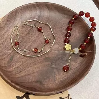 Браслет с благословением зодиака из натурального красного агата - ювелирные изделия в китайском стиле в стиле ретро, высокого класса model 2498 красный