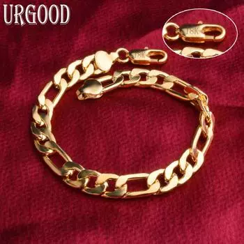 Браслет с боковой цепочкой из стерлингового серебра 925 пробы и золота 18 карат 20cm