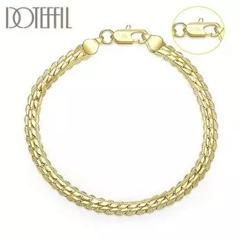 Браслет с боковой цепочкой из стерлингового серебра 925 пробы и золота 18 карат 20cm