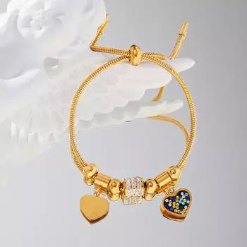 Браслет с бриллиантами и геометрией ветра Love, ретро-дизайн, регулируемый, нержавеющая сталь, покрытая 18-каратным золотом, ювелирные изделия