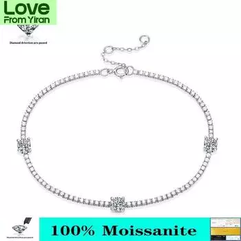 Браслет с бриллиантами из муассанита, платиновое покрытие, стерлинговое серебро, десять звезд, браслет с подвесками, обещание, подарок для женщин и девочек, ювелирные украшения Other