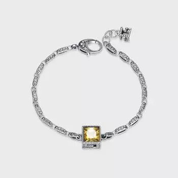 Браслет с буквой G и фиолетовым цирконием, женский винтажный браслет из стерлингового серебра S925 пробы с гравировкой в стиле тяжелой промышленности, ювелирные изделия в стиле хип-хоп Tide