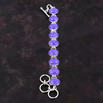 Браслет с чароитом Оригинальный браслет из драгоценных камней Браслет из стерлингового серебра 925 пробы Ювелирные изделия ручной работы Регулируемый браслет-цепочка Уникальные украшения для подарка Adjustable