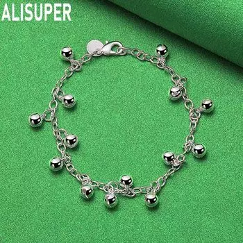 Браслет с четырнадцатью подвесками из стерлингового серебра 925 пробы, модные свадебные украшения 20CM