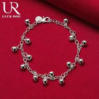 Браслет с четырнадцатью подвесками из стерлингового серебра 925 пробы, модные свадебные украшения 20CM