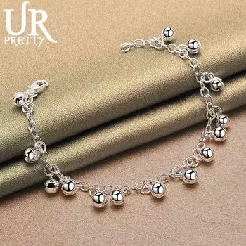 Браслет с четырнадцатью подвесками из стерлингового серебра 925 пробы, модные свадебные украшения 20CM