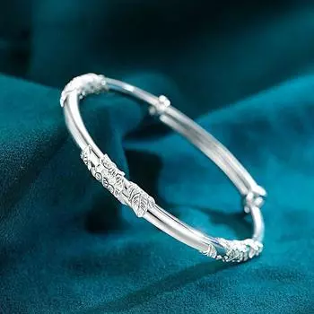 Браслет с цветочной текстурой для женщин, этнический пейзаж, лицо, цветок, белый медный браслет, регулируемый, праздничный браслет мамы богини Adjustable size