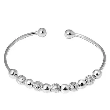 Браслет с девятью бегущими бусинами, серебряный браслет с белым медным покрытием, женский браслет с бегущими бусинами, ювелирные аксессуары Adjustable size