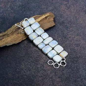 Браслет с драгоценным камнем Шеелит, ювелирные изделия из цельного серебра 925 пробы, красивый браслет ручной работы для свадебного подарка Adjustable with 8 inches белый