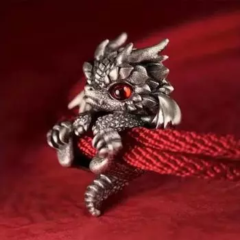 Браслет с драконом, витая веревка, винтажный китайский стиль, полированный сплав, легкий хип-хоп аксессуар на запястье, браслет унисекс, ювелирные изделия чёрный