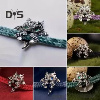 Браслет с драконом, витая веревка, винтажный китайский стиль, полированный сплав, легкий хип-хоп аксессуар на запястье, браслет унисекс, ювелирные изделия красный