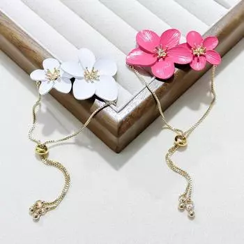 Браслет с двойной цветочной цепочкой и драконьим фруктом для женщин, модный тренд, универсальные нишевые персонализированные ювелирные изделия