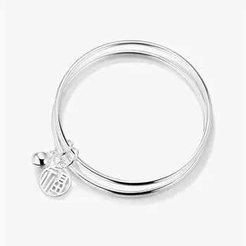Браслет с двойным кольцом бренда Fu Bell, женский, этнический, простой, твердый, романтический, старинный, в стиле колокольчика